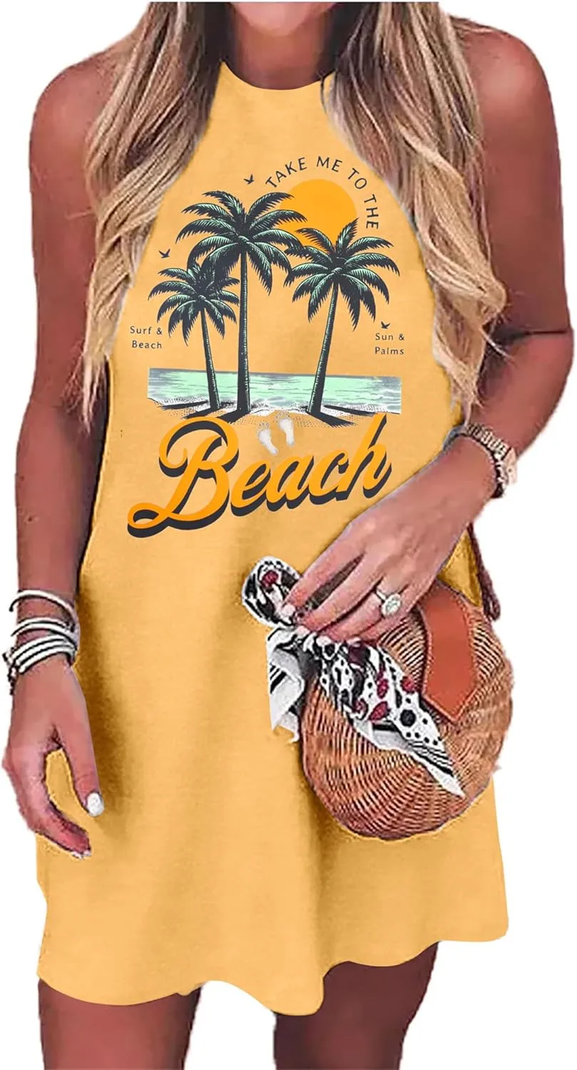 Summer Dresses for Women 2025 Beach Dress Sun Dresses Vacation Dresses Hawaiian Tank Dress Causal Mini Sundress