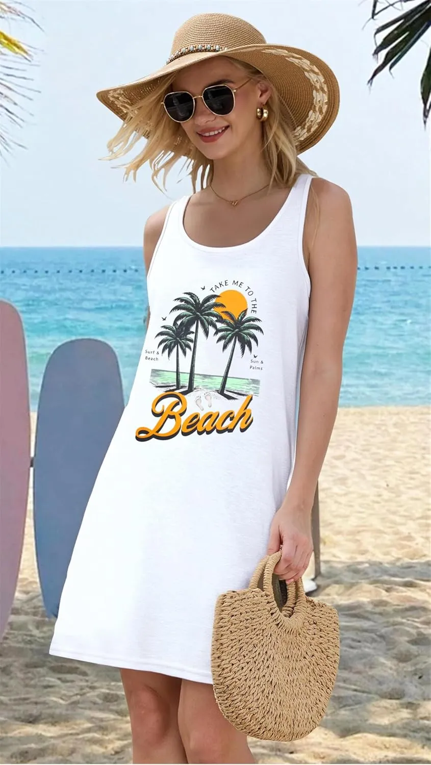 Summer Dresses for Women 2025 Beach Dress Sun Dresses Vacation Dresses Hawaiian Tank Dress Causal Mini Sundress