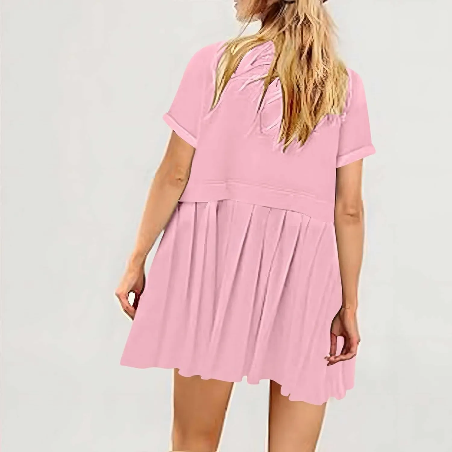 Summer Dresses for Women Oversized Sweatshirts Dress Mini Boho Tennis Dress Ruffle Babydoll Dresses 2024, Small