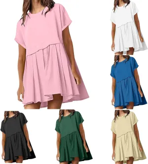 Summer Dresses for Women Oversized Sweatshirts Dress Mini Boho Tennis Dress Ruffle Babydoll Dresses 2024, Small