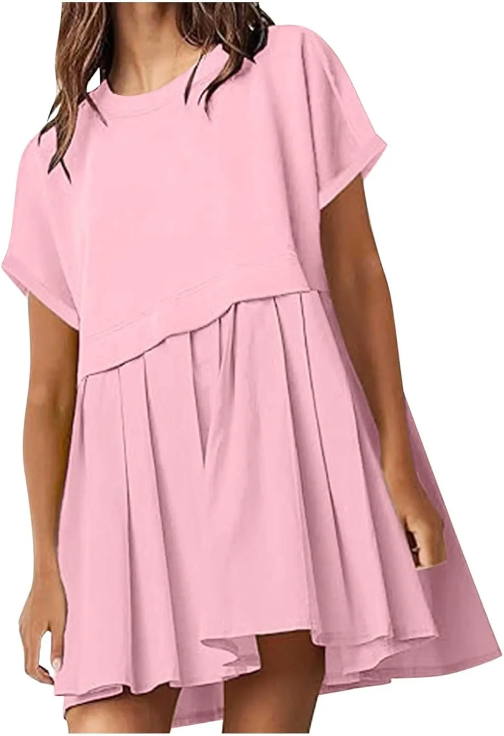 Summer Dresses for Women Oversized Sweatshirts Dress Mini Boho Tennis Dress Ruffle Babydoll Dresses 2024, Small