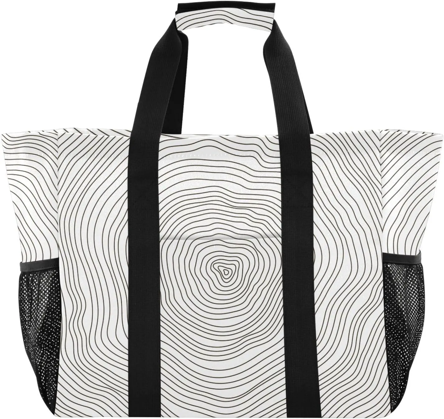 susiyo Tree Rings Large Grocery Tote Bag Reusable Collapsible Beach Bag Canvas Travel Bag for Picnic Trip Pool