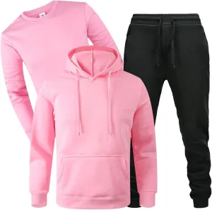 Sweatsuits for Men 3 Piece Heavyweight Fashion Hoodies, Long Sleeve Basic Tops and Jogger Sweatpants Outfits Tracksuits