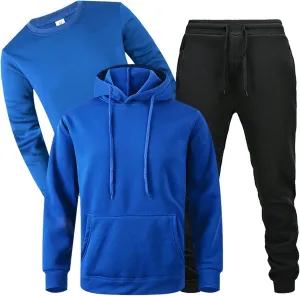 Sweatsuits for Men 3 Piece Heavyweight Fashion Hoodies, Long Sleeve Basic Tops and Jogger Sweatpants Outfits Tracksuits