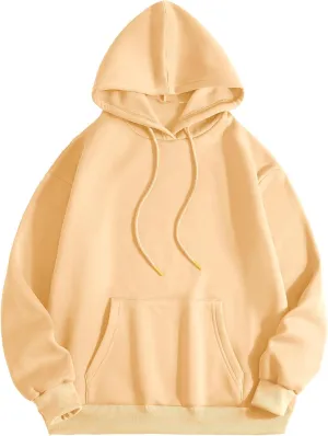 SweatyRocks Women's Casual Long Sleeve Drop Shoulder Oversized Pullover Hoodie Sweatshirt Tops