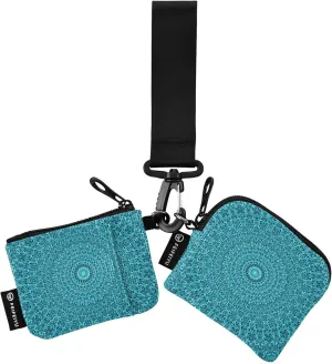Teal Mandala Floral Flower Blue Women's Coin Purses Card Cases Small Portable Wristlet Wallet Key Holder with Zipper Pocket for Work Travel 2 Packs