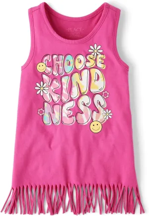 The Children's Place Girls' Graphic Fringe Tank Tops