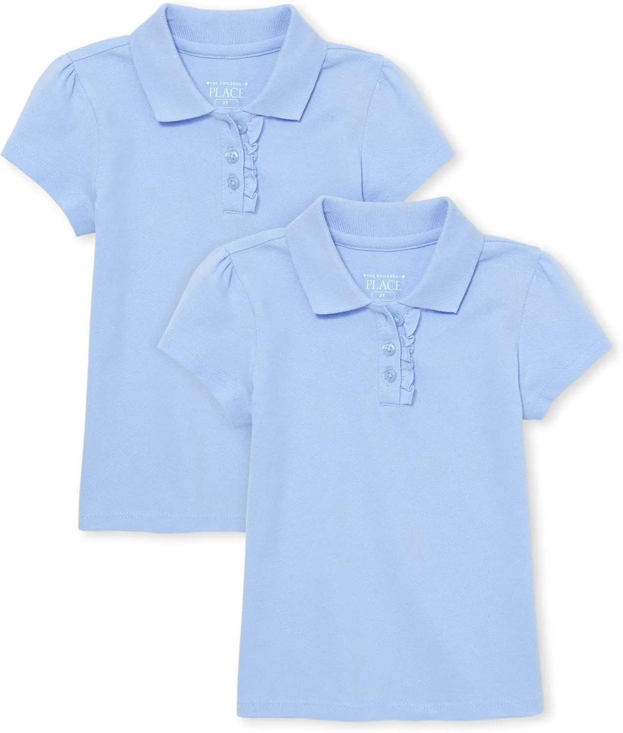 The Children's Place Girls' Toddler Mulipack Short Sleeve Ruffle Pique Polos