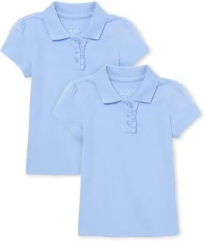 The Children's Place Girls' Toddler Mulipack Short Sleeve Ruffle Pique Polos