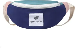 Toddlers Kids Canvas Fanny Pack Adjustable Waist Pack Small Crossbody Purse for Boys Girls Navy Blue