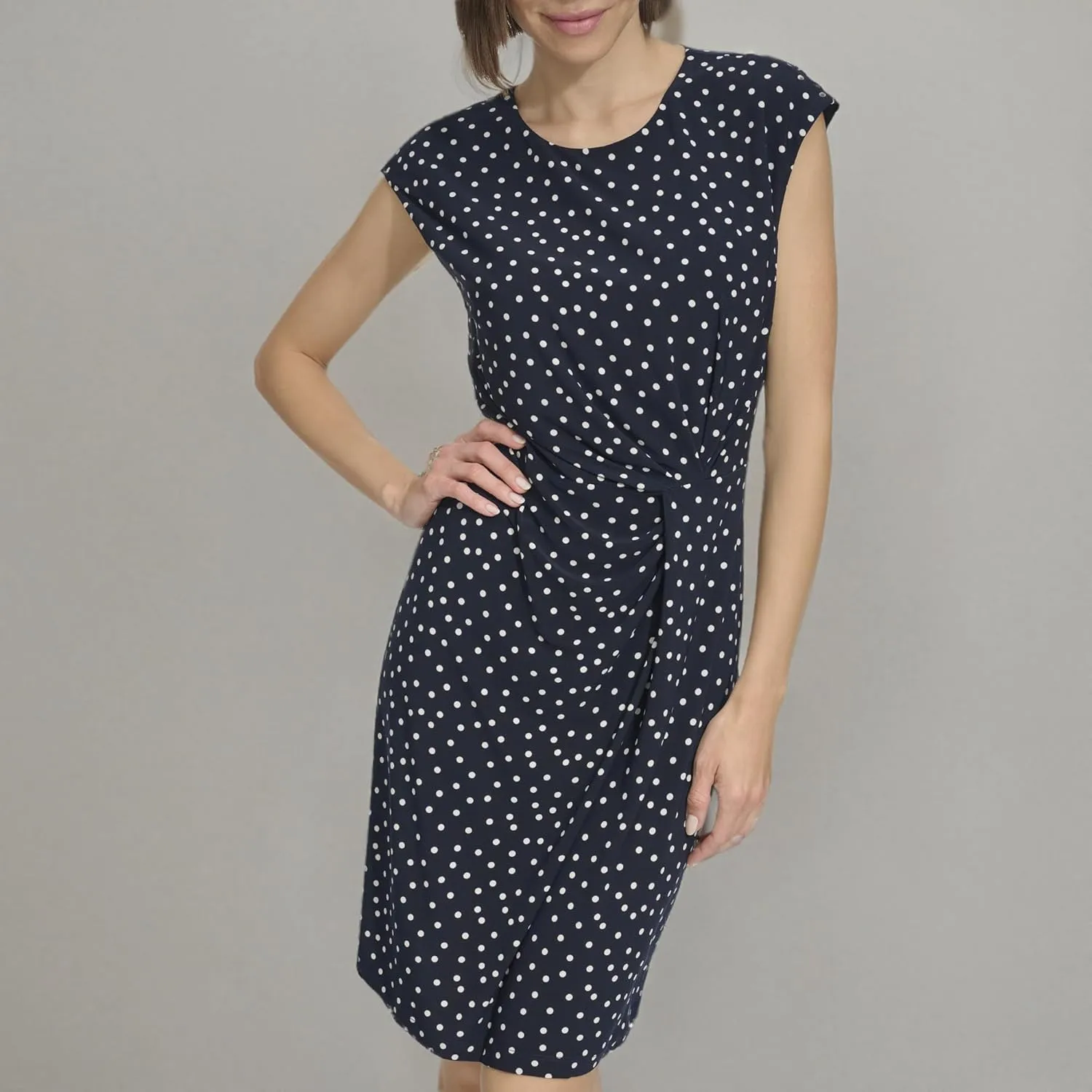 Tommy Hilfiger Women's Cap Sleeve High Neck Twist Front Mini Dress
