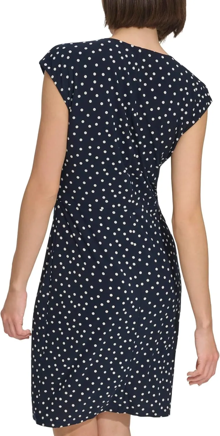 Tommy Hilfiger Women's Cap Sleeve High Neck Twist Front Mini Dress