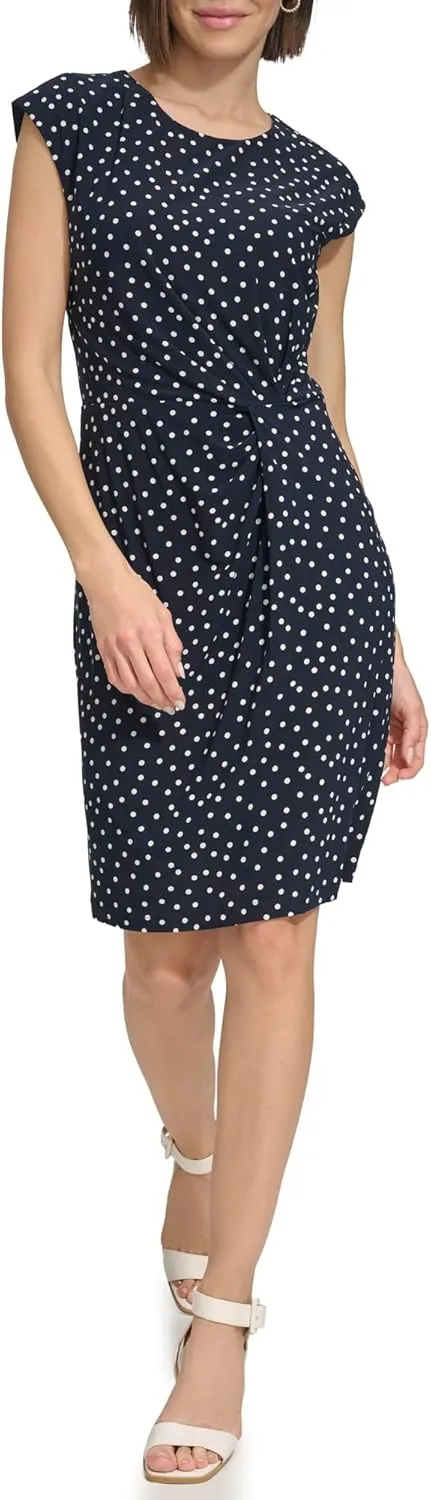 Tommy Hilfiger Women's Cap Sleeve High Neck Twist Front Mini Dress