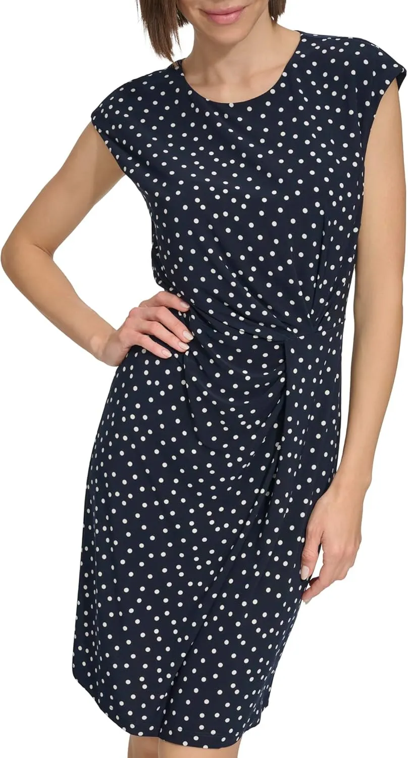 Tommy Hilfiger Women's Cap Sleeve High Neck Twist Front Mini Dress