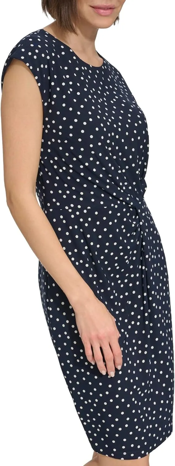 Tommy Hilfiger Women's Cap Sleeve High Neck Twist Front Mini Dress
