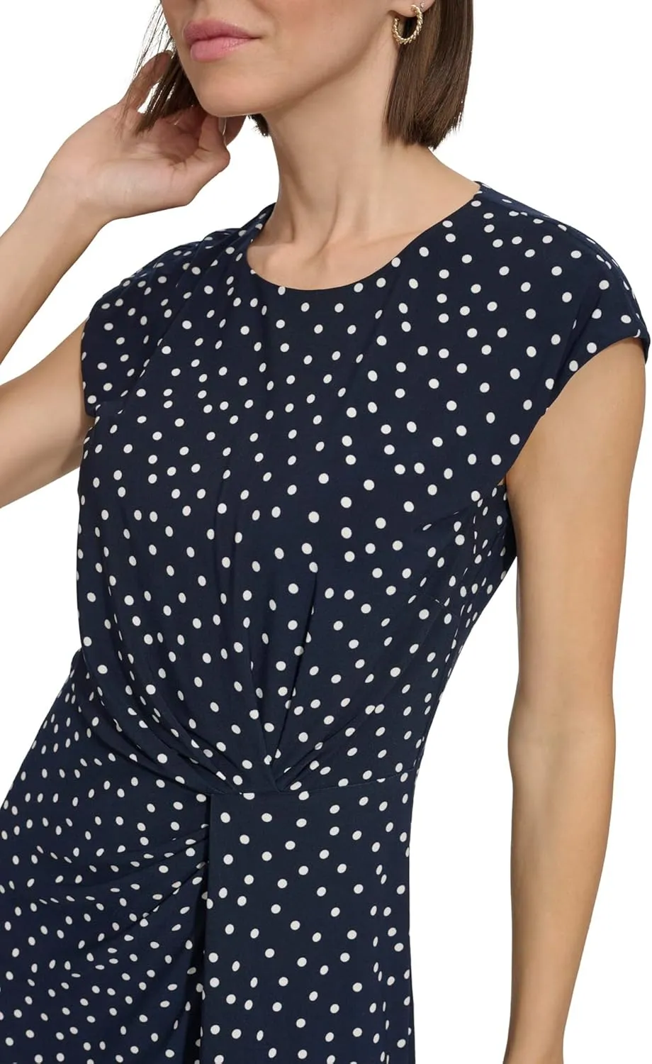 Tommy Hilfiger Women's Cap Sleeve High Neck Twist Front Mini Dress