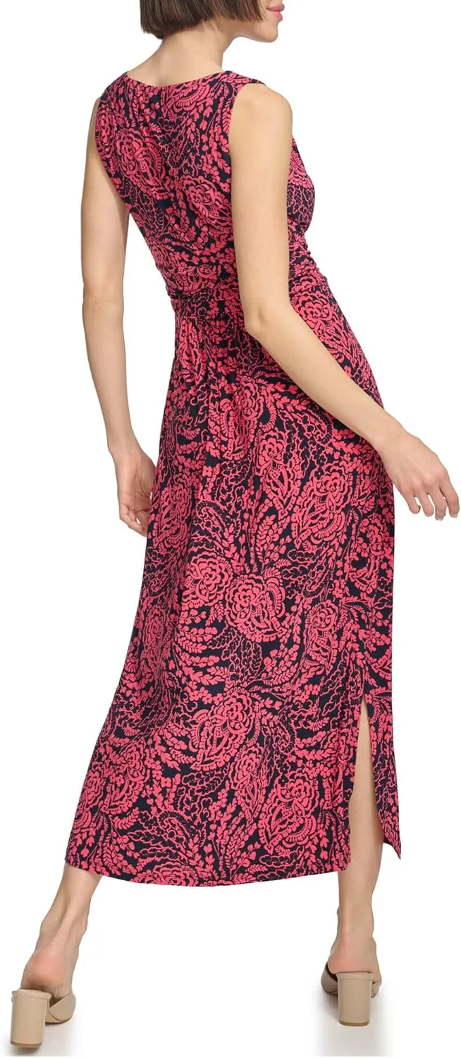 Tommy Hilfiger Women's Sleeveless V-Neck Jersey A-line Midi Dress