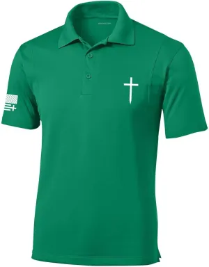 Trenz Shirt Company Mens Christian Polo Embroidered Cross Golf Polo