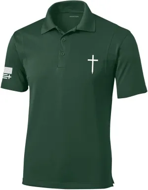 Trenz Shirt Company Mens Christian Polo Embroidered Cross Golf Polo