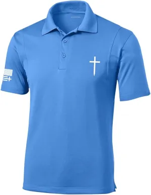 Trenz Shirt Company Mens Christian Polo Embroidered Cross Golf Polo