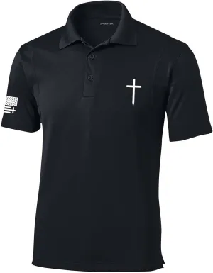 Trenz Shirt Company Mens Christian Polo Embroidered Cross Golf Polo