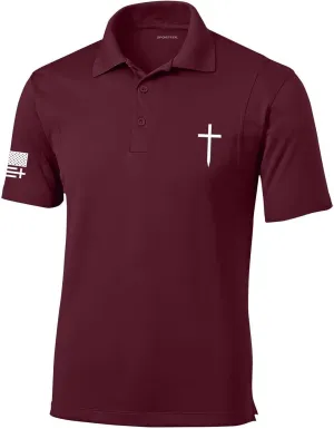 Trenz Shirt Company Mens Christian Polo Embroidered Cross Golf Polo