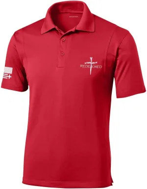 Trenz Shirt Company Mens Christian Polo Embroidered Redeemed Nail Cross Golf Polo