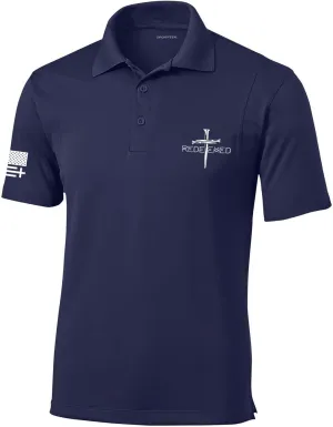 Trenz Shirt Company Mens Christian Polo Embroidered Redeemed Nail Cross Golf Polo