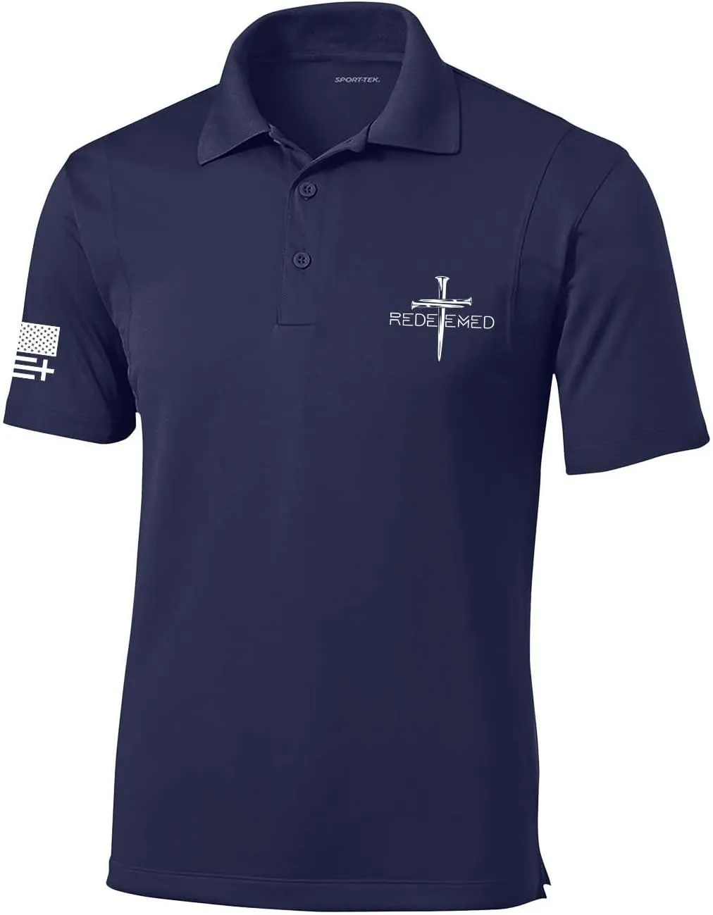 Trenz Shirt Company Mens Christian Polo Embroidered Redeemed Nail Cross Golf Polo