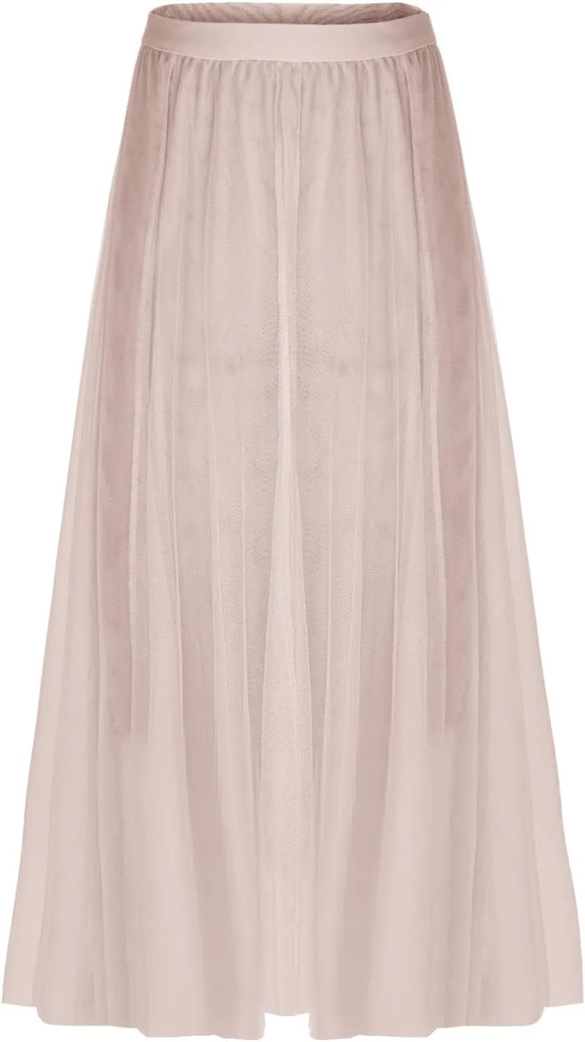 Tulle Skirts for Women Pleated Layered Tutu Skirt Ladies Elegant Flowy Long Skirts Bridesmaid Wedding Midi Skirt