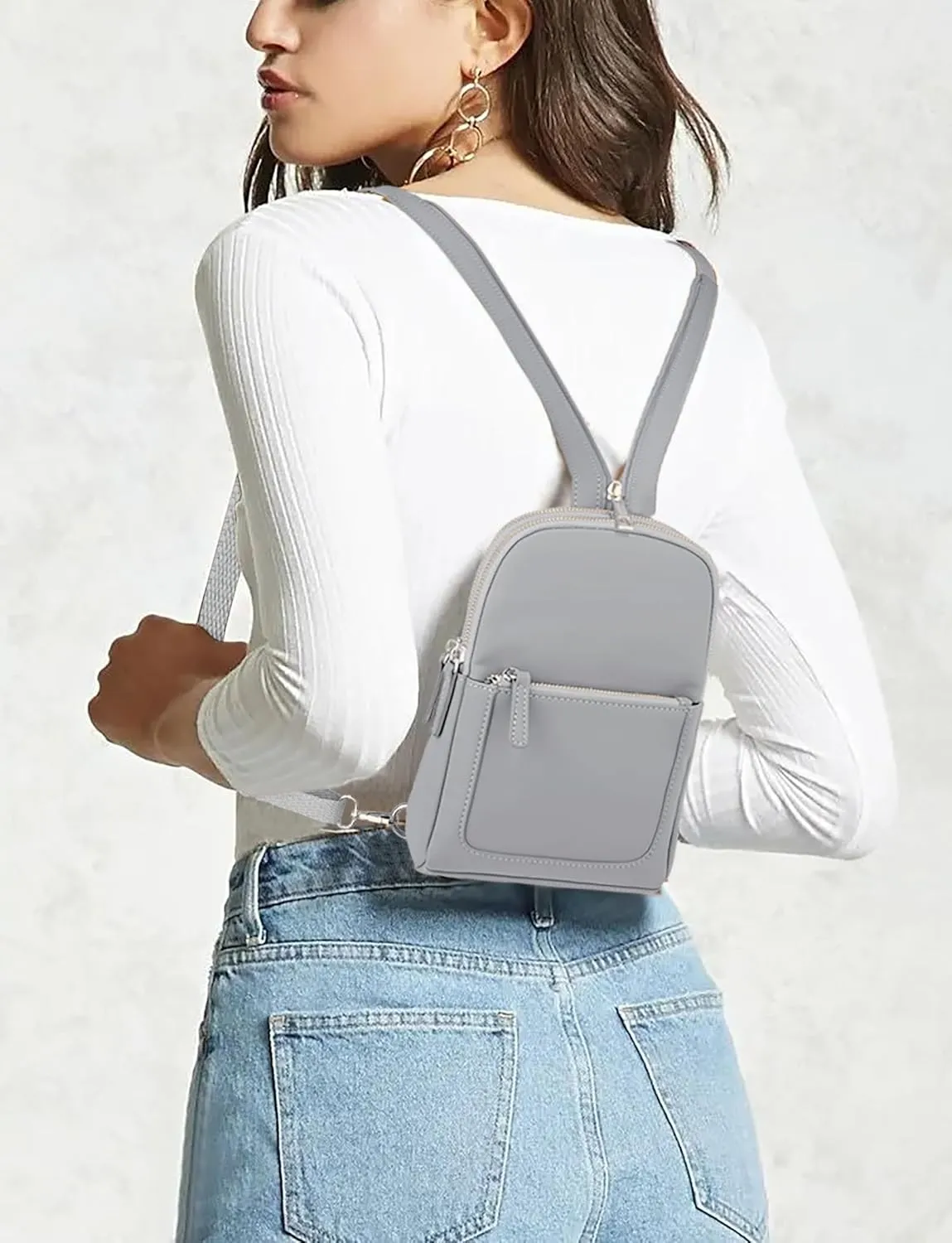 UTO Sling Bag for Women Crossbody Trendy Chest Belt Bag Convertible Backpack Purse with Wide Shoulder Zip Straps