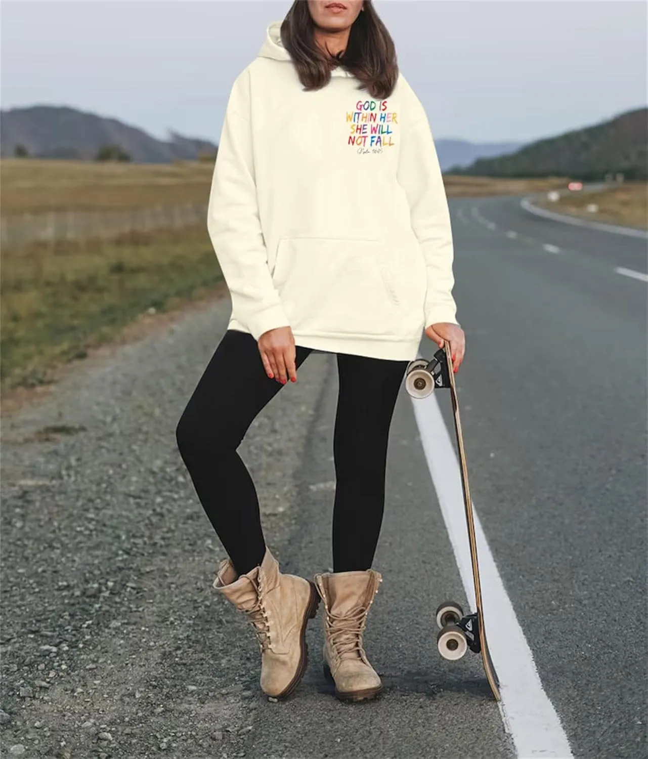 VILOVE Christian Sweatshirt Women Bible Verse Pullover Christian God Is Within Her Long Sleeve Inspirational Blouse Top