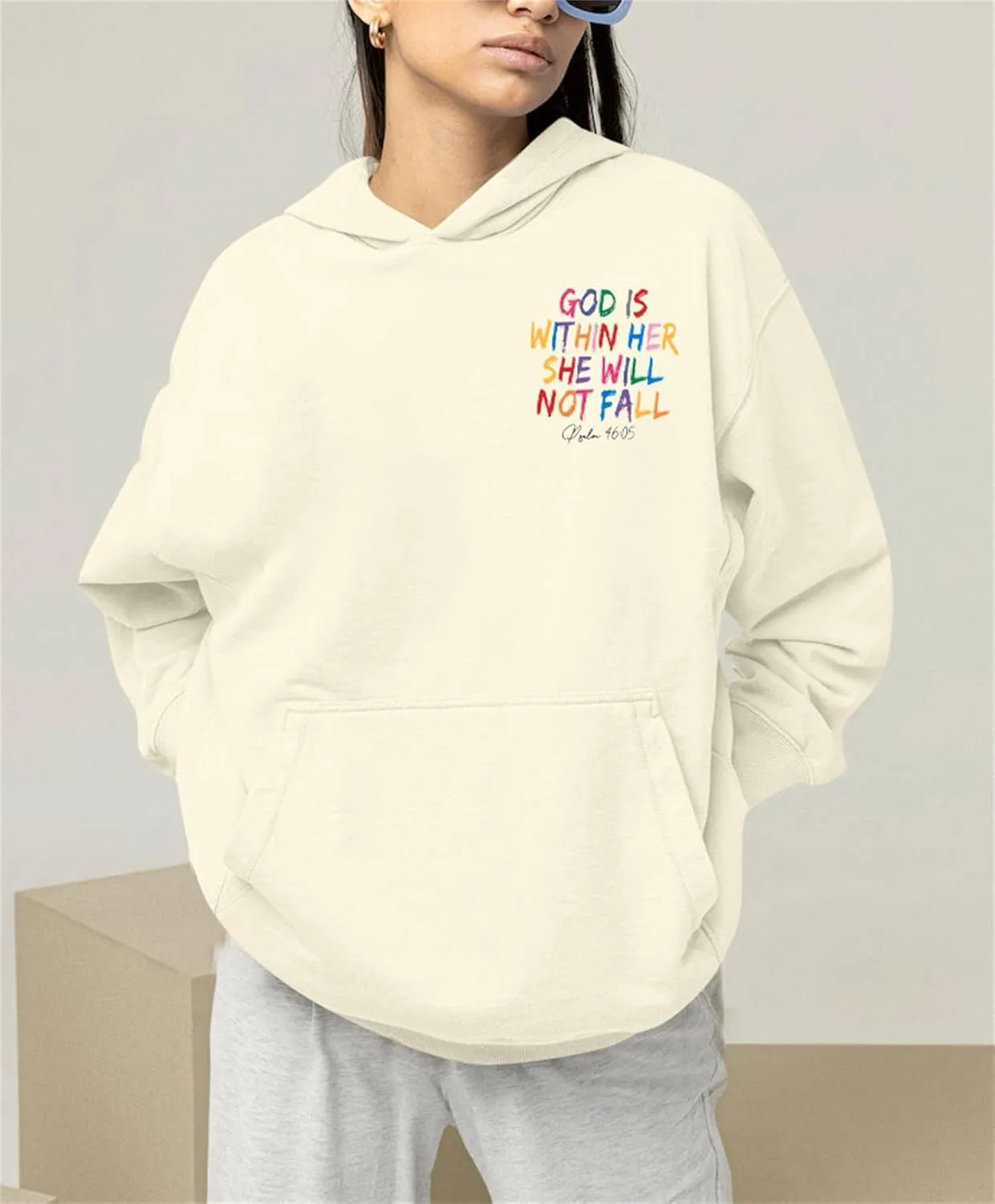 VILOVE Christian Sweatshirt Women Bible Verse Pullover Christian God Is Within Her Long Sleeve Inspirational Blouse Top
