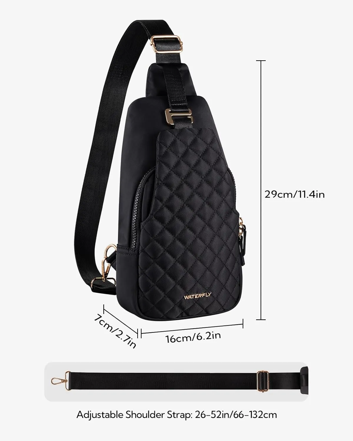 WATERFLY Small Crossbody Sling Backpack: Fashion Chest Crossbody Bag for Women Men Anti Theft Stylish Travel Casual Daypack