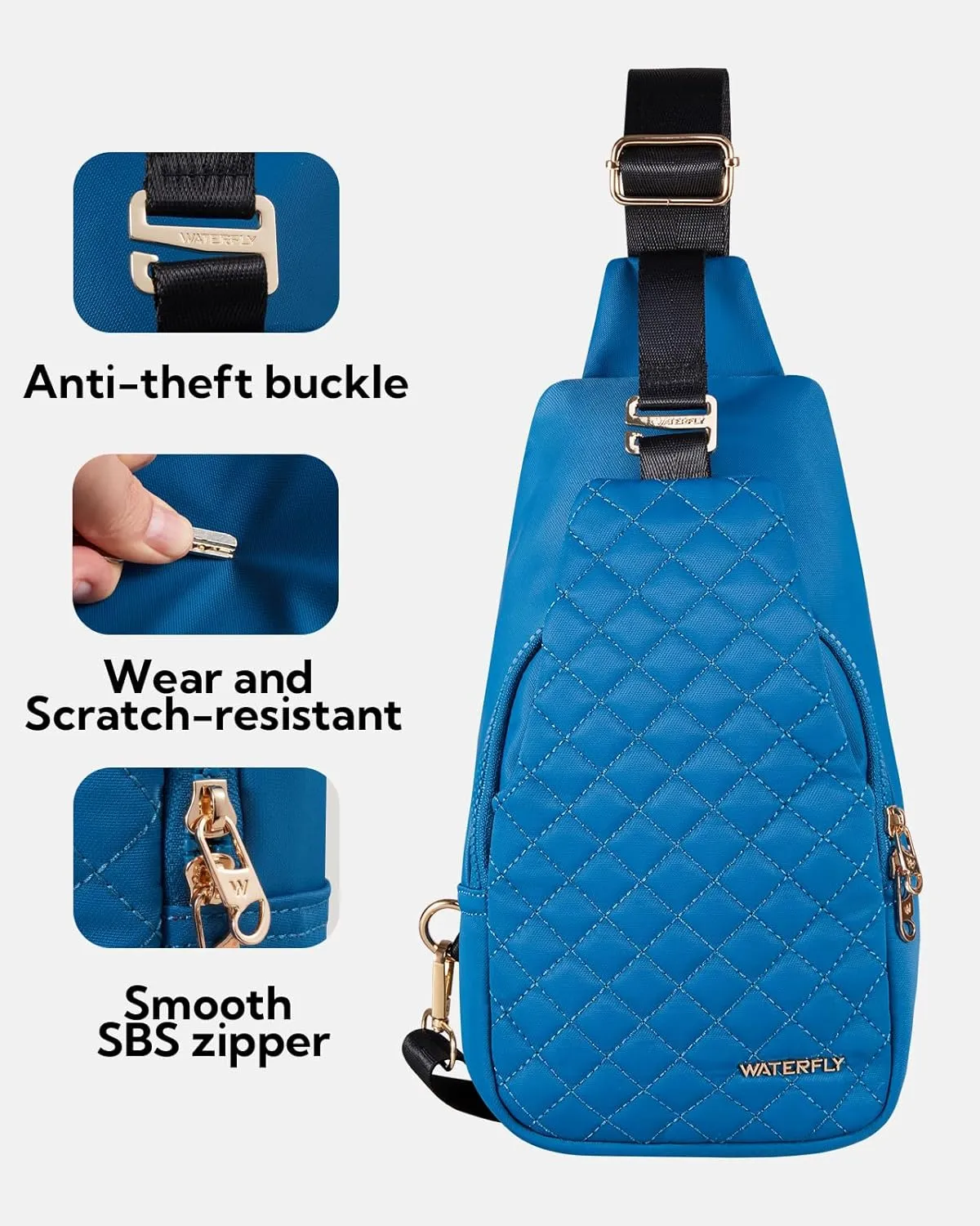 WATERFLY Small Crossbody Sling Backpack: Fashion Chest Crossbody Bag for Women Men Anti Theft Stylish Travel Casual Daypack