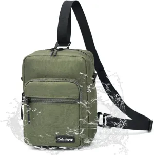 Waterproof Sling Bag For Men And Women, Small Nylon Crossbody Sling Backpack With Multi Pockets, Adjustable Chest Bag For Travel, Hiking, Workout - Green