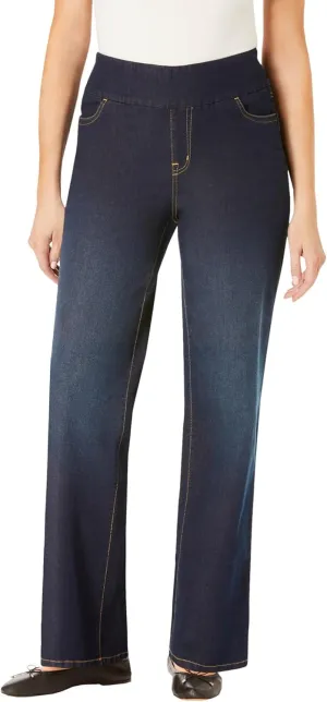 Woman Within Plus Size Flex-Fit Pull-On Wide-Leg Denim Jean