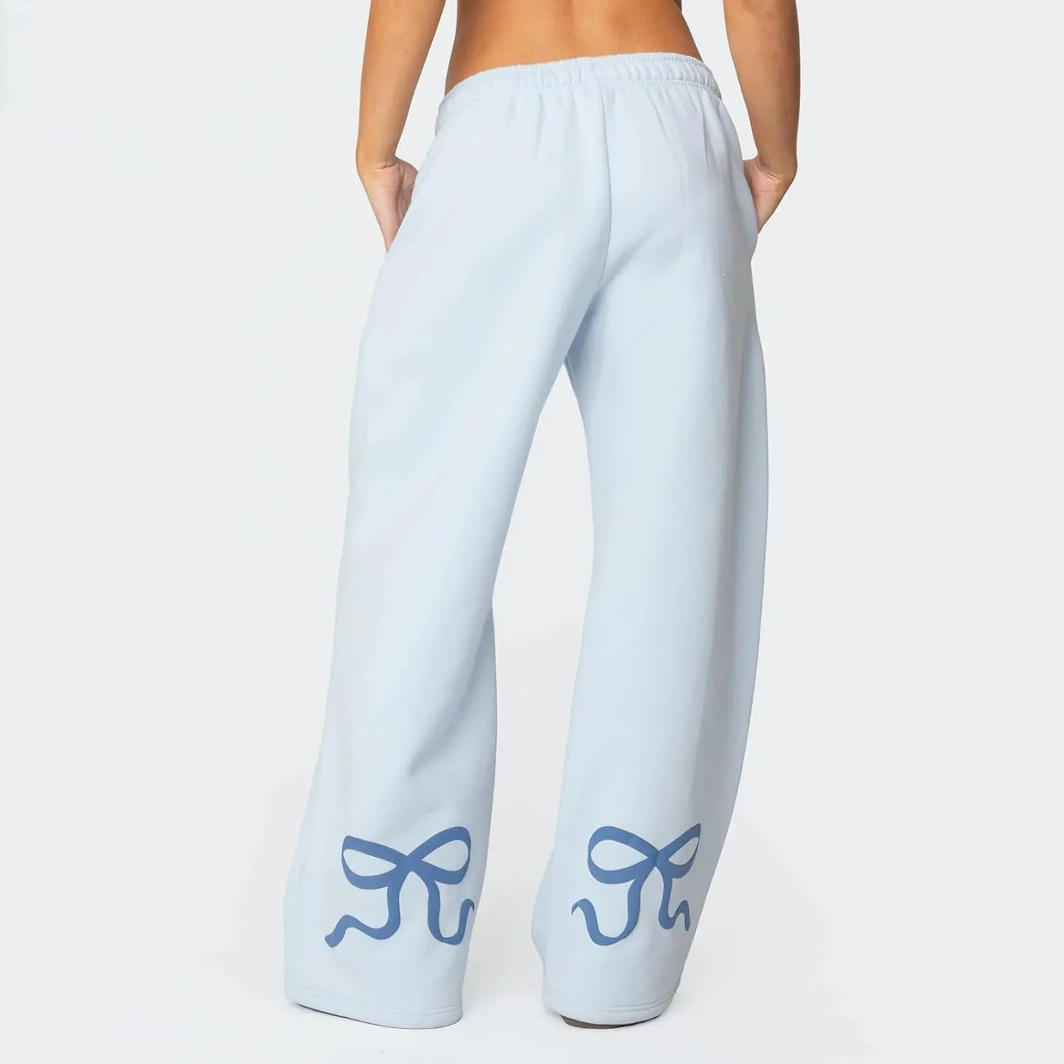 Women 2 Piece Bow Print Tracksuit Outfits Long Sleeve Hoodies Wide Leg Sweatpant Oversized Sweat Set with Pockets