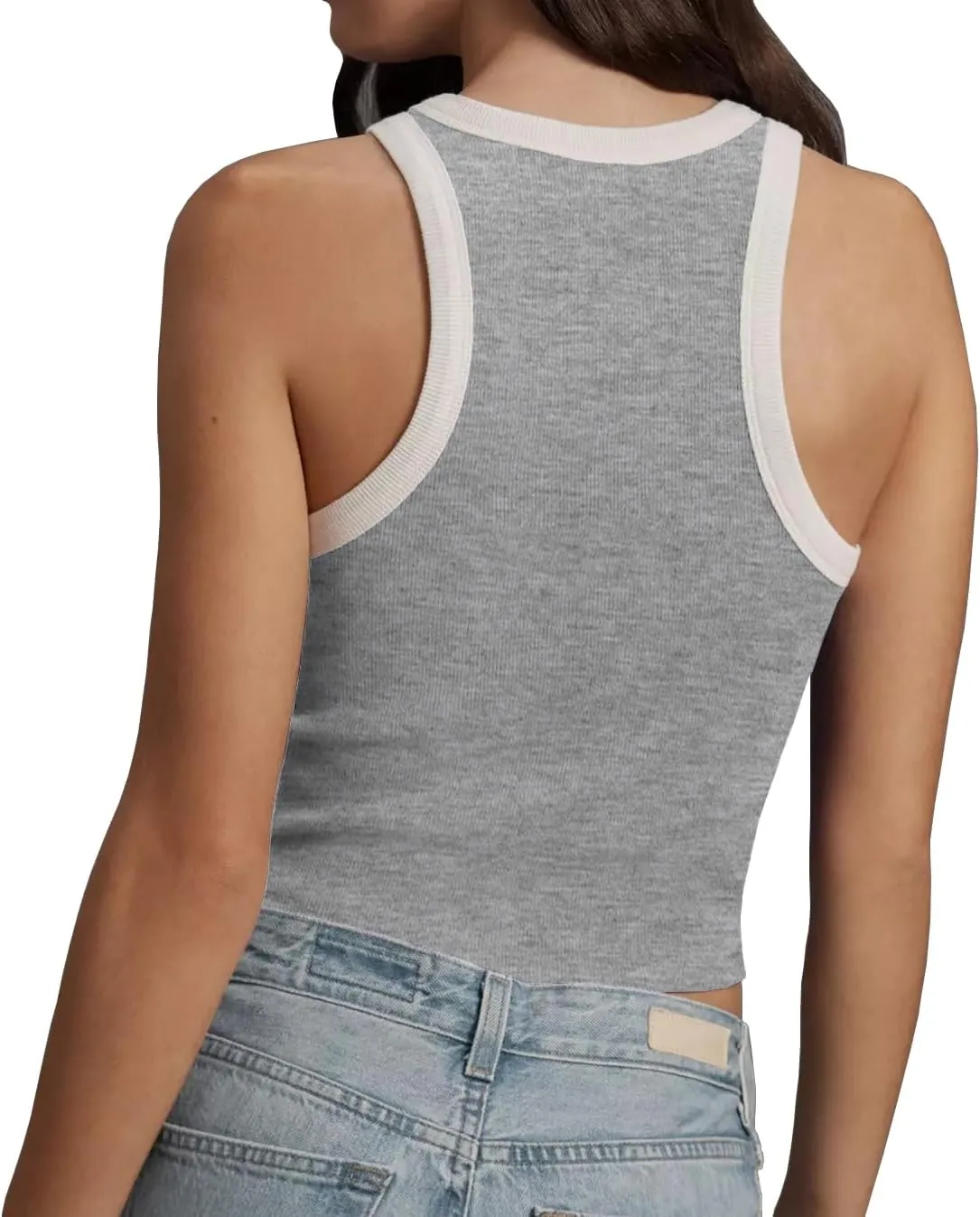 Women 2025 Sexy Sleeveless Crewneck Ribbed Knitted Tank Crop Tops