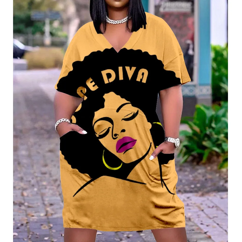 Women Bohemia Dress Street V-Neck Knee length