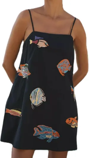 Women Boho Graffiti Cami Mini Dress Spaghetti Strap Printed A Line Short Dress Cute Colorful Sundress