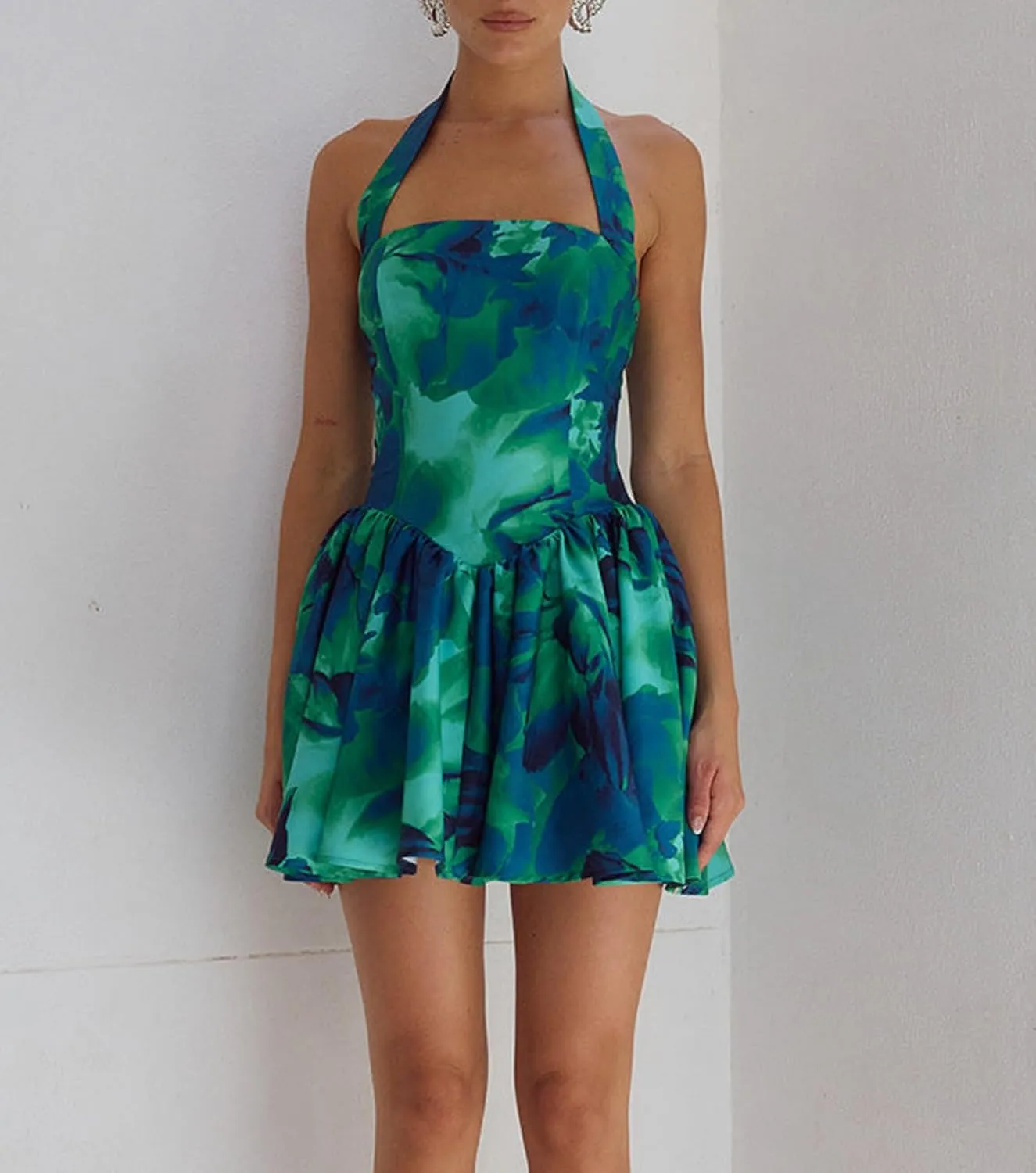 Women Boho Graffiti Cami Mini Dress Spaghetti Strap Printed A Line Short Dress Cute Colorful Sundress