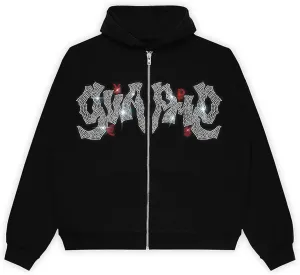 Women Grunge Zip Up Hoodies Gothic Punk Long Sleeve Printed Hooded Jackets Y2k 90s Streetwear Oversized Sweatshirts