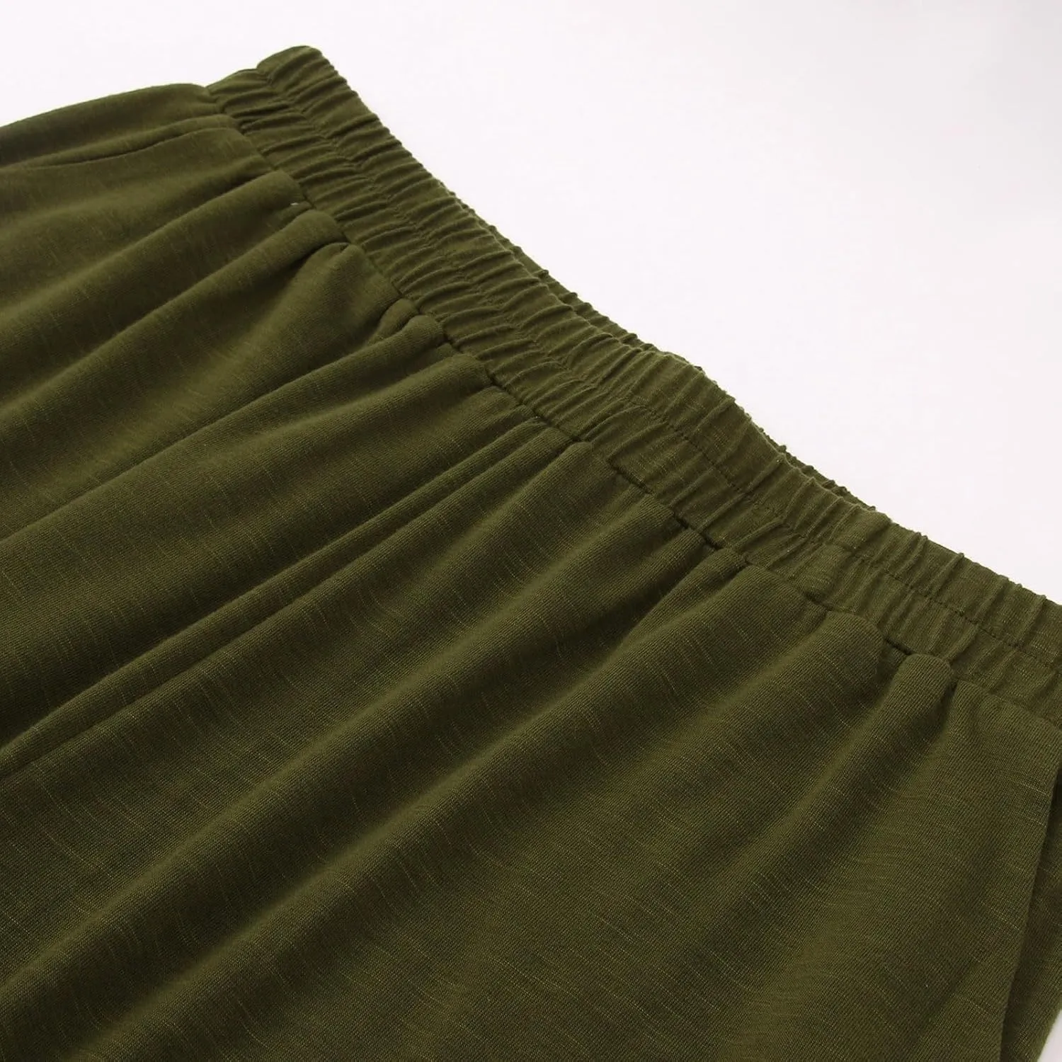 Women Linen Sets 2 Piece Outfits Straight Wide Leg Pants Set Short Sleeve T-shirt Casual Outfits Comfy Loungewear