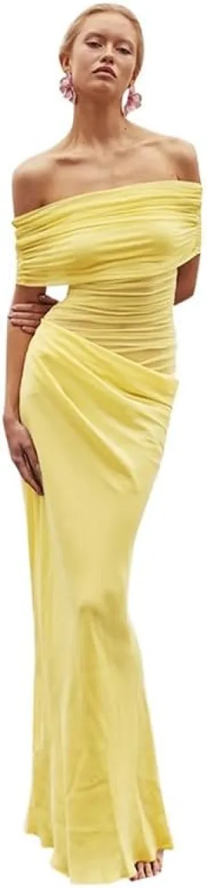 Women Off Shoulder Bodycon Maxi Dress Layered Mesh Ruched Hollow Out Party Formal Wedding Guest Dresses for Party