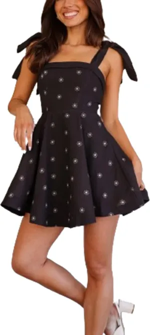 Women Ruffle Hem Floral Babydoll Dress Boho Flowy Tie Mini Dress Y2K Cute Print Short A Line Beach Sundress Streetwear