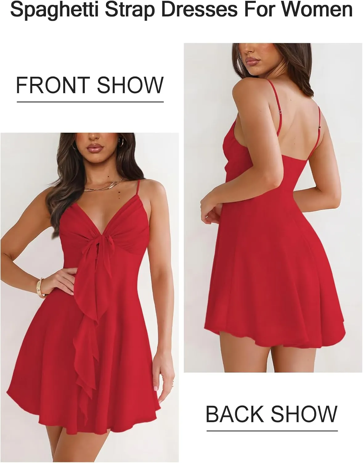 Women Sleeveless Sexy V Neck Summer Dress for Women Casual Flowy Beach Club Party Spaghetti Strap Mini Sundress