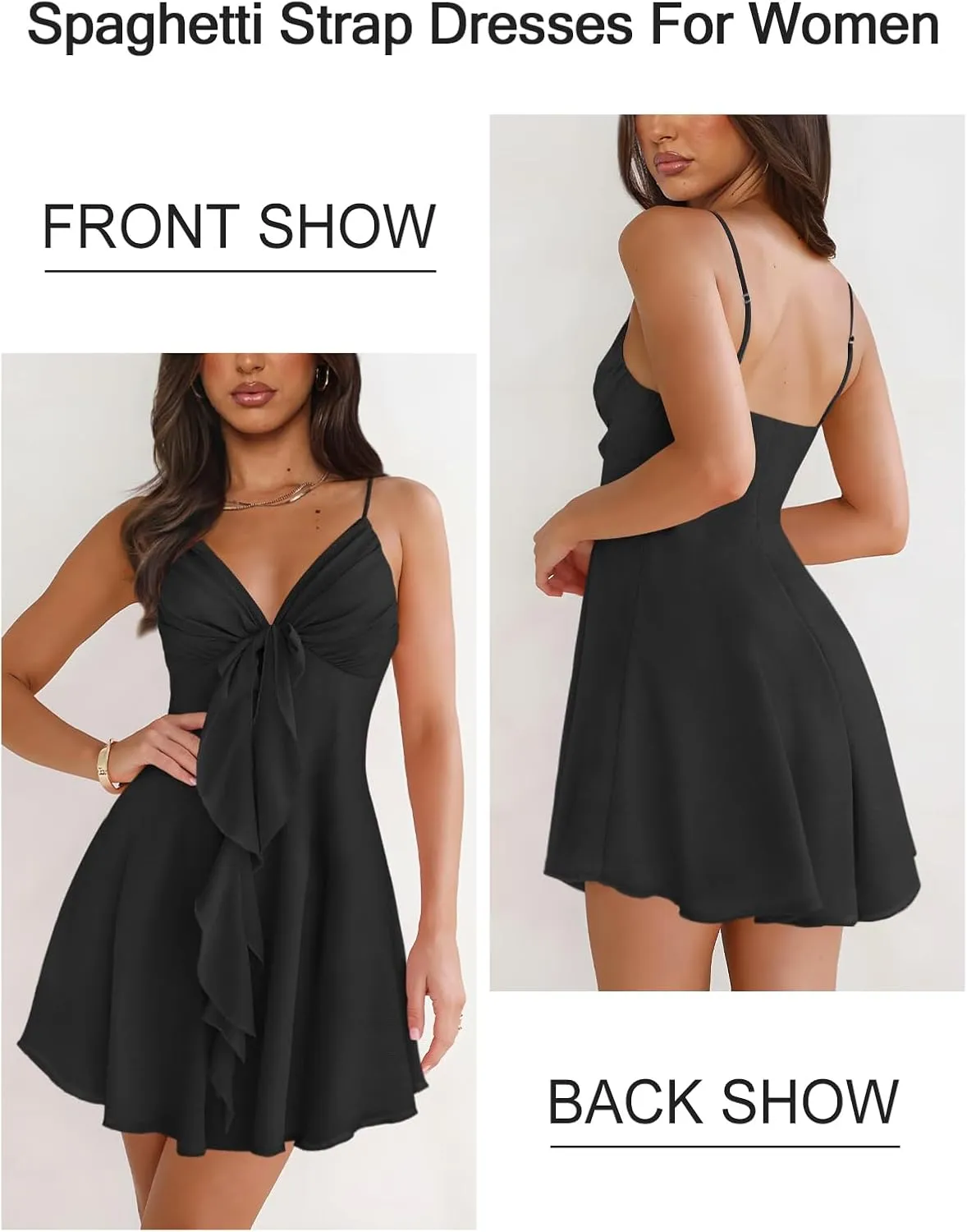 Women Sleeveless Sexy V Neck Summer Dress for Women Casual Flowy Beach Club Party Spaghetti Strap Mini Sundress