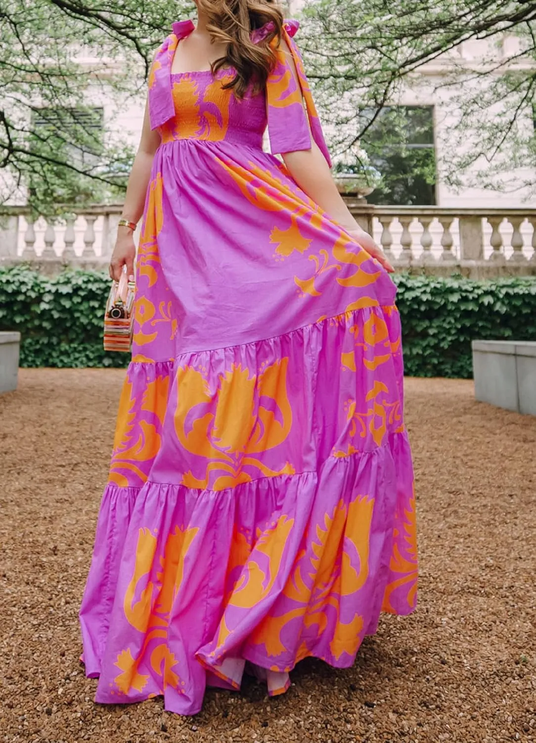 Women Summer Vocation Boho Floral Long Dress Sleeveless Flowy Tiered A Line Maxi Sundress Going Out Flower Beach Dress