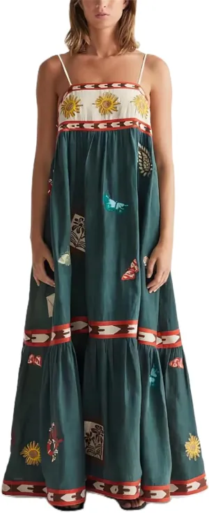 Women Summer Vocation Boho Floral Long Dress Sleeveless Flowy Tiered A Line Maxi Sundress Going Out Flower Beach Dress